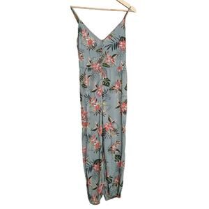 Sadie & Sage Green Floral‎ 100% Rayon Jumpsuit Women's Size M